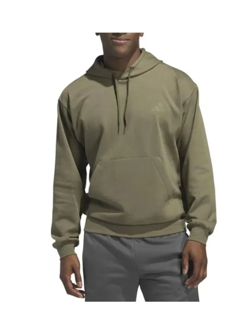 NWT Adidas Men's M Green Hoodie Cotton Blend Pullover With Kangaroo Pocket